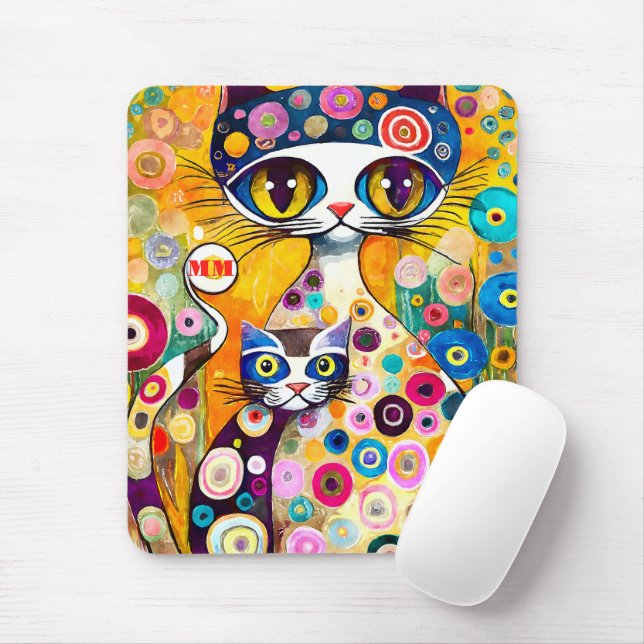 Mousepad Gatos Legais Abstrato (Com mouse)