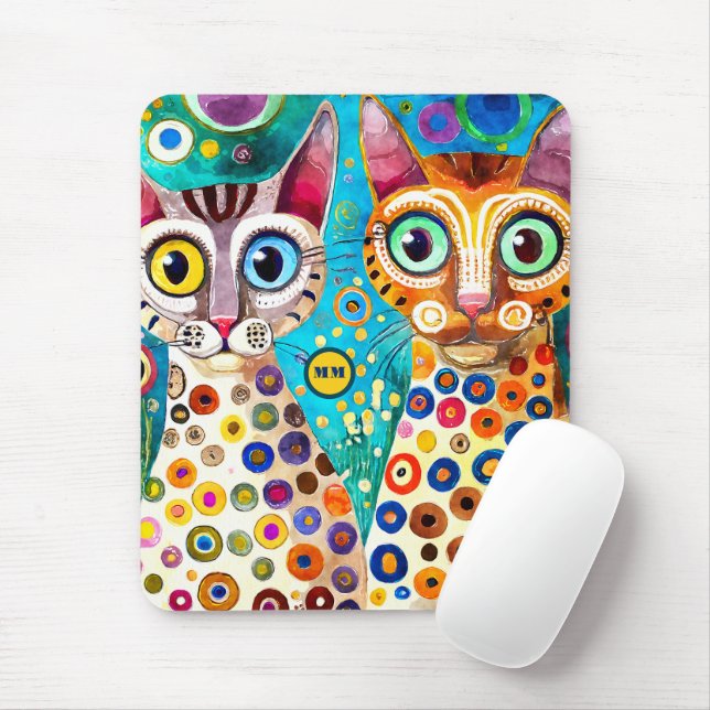 Mousepad Gatos Legais Abstratos (Com mouse)