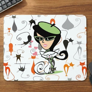Mousepad Gatos Legais de Meados do Século
