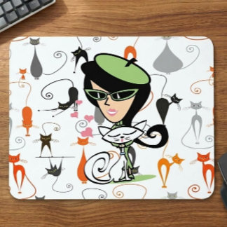 Mousepad Gatos Legais de Meados do Século
