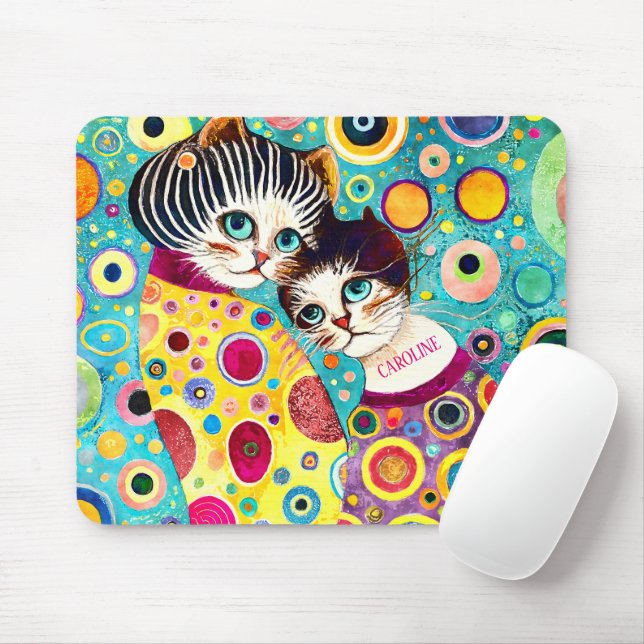 Mousepad Gatos loucos abstratos legais (Com mouse)