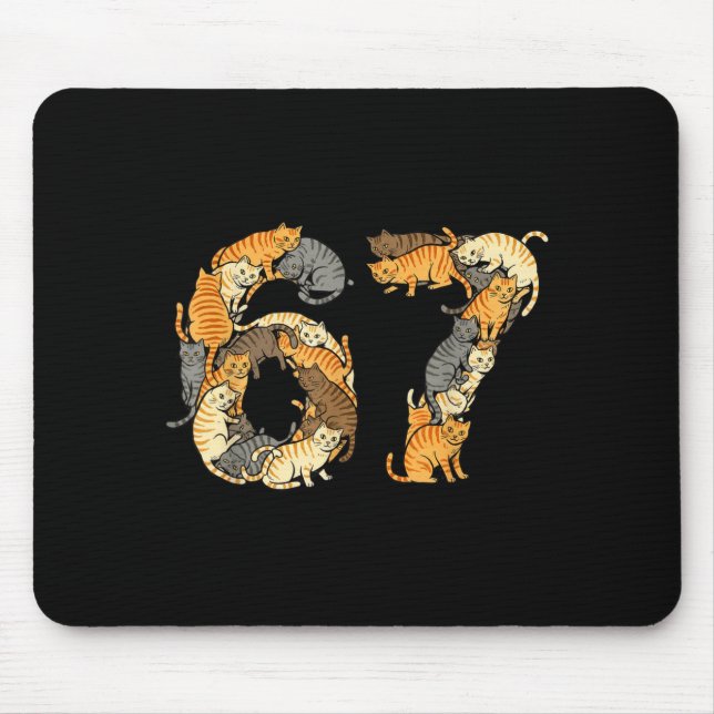 Mousepad Gatos Malhados Engraçados 6 7 Meme Seis Sete Amor  (Frente)