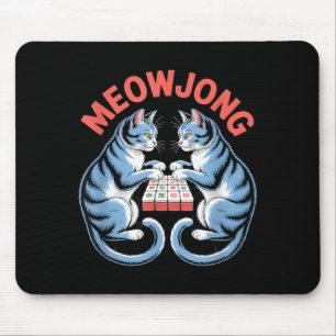 Mousepad Gatos Meowjong Engraçados Jogando Peças de Mahjong