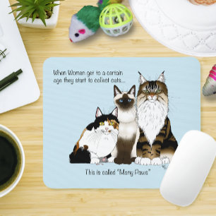 Mousepad Gatos Muitas Peças Azul Engraçado