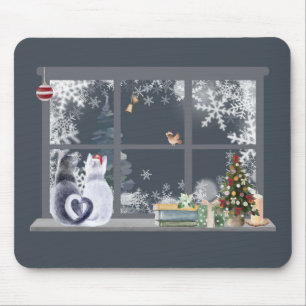 Mousepad Gatos na Janela de Natal