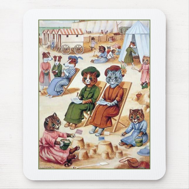 Mousepad Gatos na praia por Louis Wain (Frente)