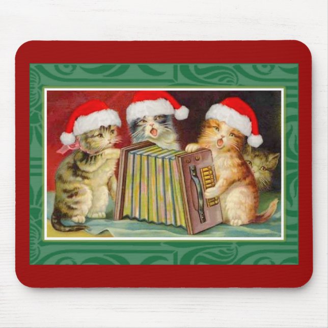 Mousepad Gatos natais vintages (Frente)