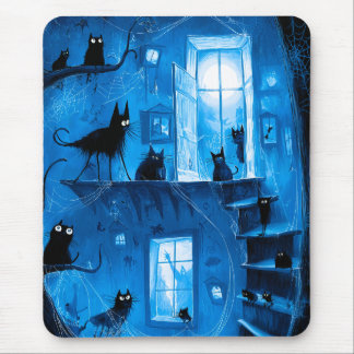 Mousepad Gatos pretos góticos caprichosos de Halloween assu