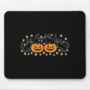 Mousepad Gatos Pretos Kawaii Engraçados Abóboras Fofos de H