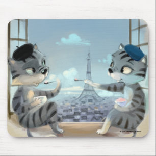 Mousepad Gatos & Torre Eiffel – Paris Suporte de Mouse