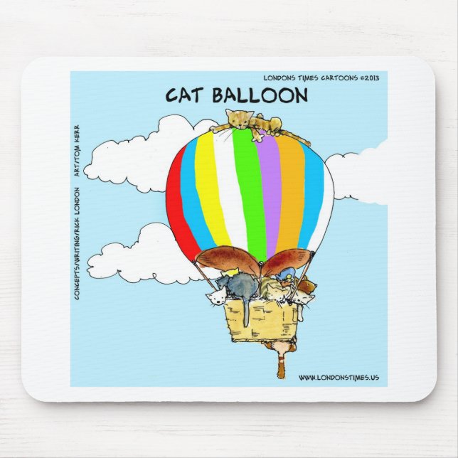 Mousepad Gatos Voadores Desenho Animado Divertido (Frente)
