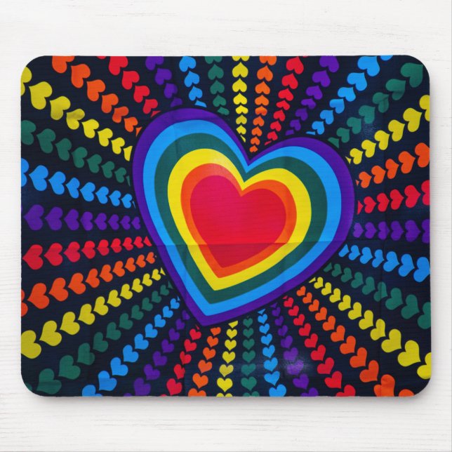 Mousepad Gay Cores Corações Arco-Íris Padrão Diferente LGBT (Frente)