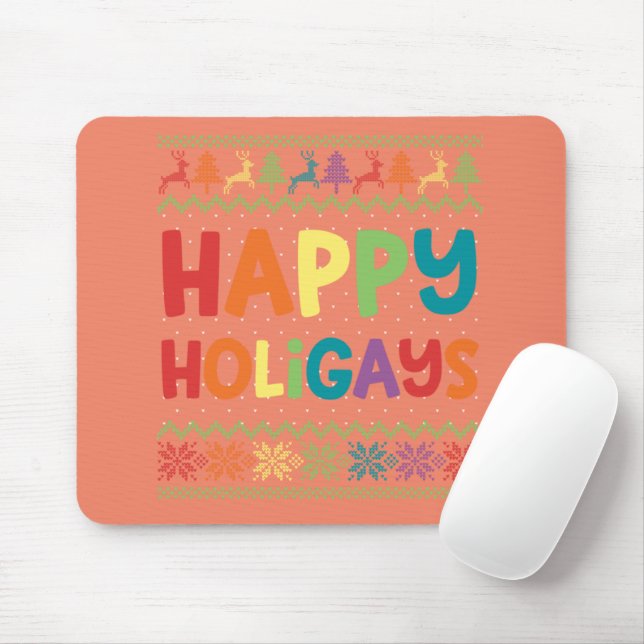 Mousepad Gay Natal Feliz Holigays LGBT Feliz Arco-Íris (Com mouse)