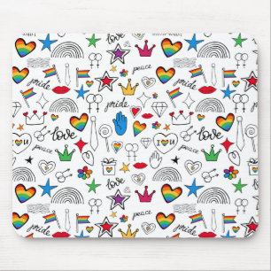Mousepad Gay Pride Doodle Pattern