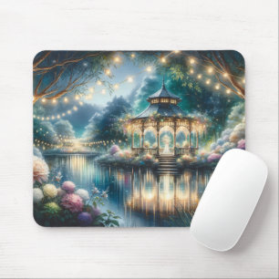 Mousepad Gazebo do Jardim Encantado Reflexo do Crepúsculo