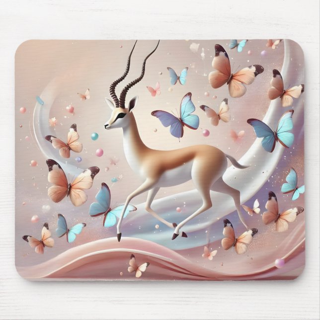 Mousepad Gazelle and Butterflies Fantasy Art (Frente)