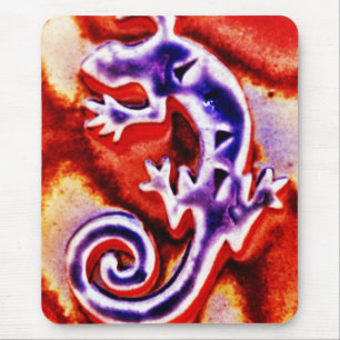 Mousepad Geco alaranjado roxo azul Funky do lagarto do