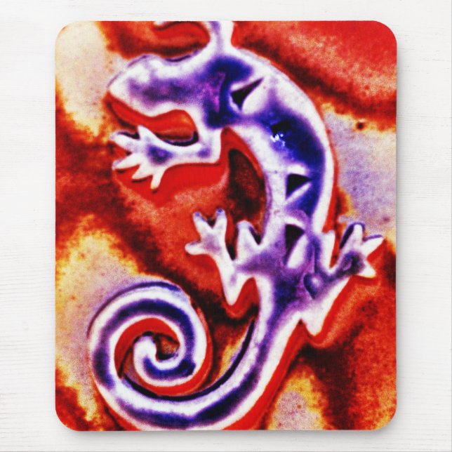Mousepad Geco alaranjado roxo azul Funky do lagarto do (Frente)