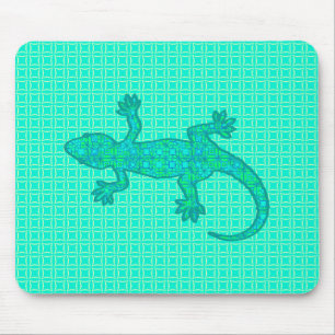 Mousepad Geco tribal do batik - turquesa/pavão