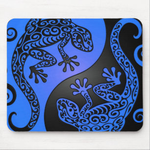 Mousepad Gecos azuis e pretos de Yin Yang