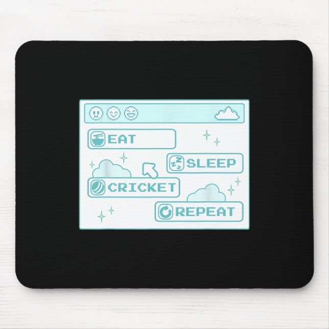 Mousepad Geek de Computador Comer Dormir Críquete Repetir M (Frente)