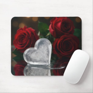 Mousepad Gelo Derretendo Calor Com Rosas Vermelhas
