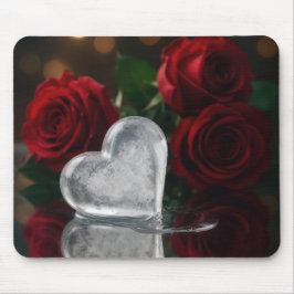 Mousepad Gelo Derretendo Calor Com Rosas Vermelhas