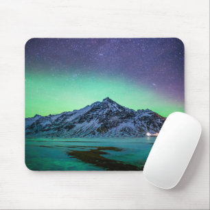 Mousepad Gelo e neve Aurora Borealis Via Látea Islândia