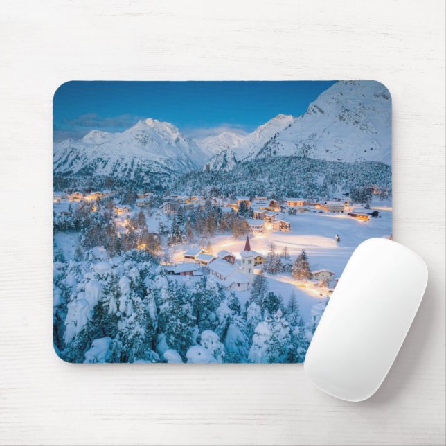 Mousepad Gelo e neve | Graubunden, Engadin, Suiça (Com mouse)