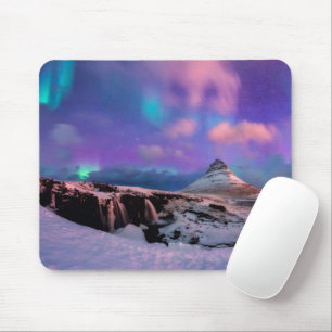 Mousepad Gelo e neve   Luzes Nortes, Montanha Kirkjufall