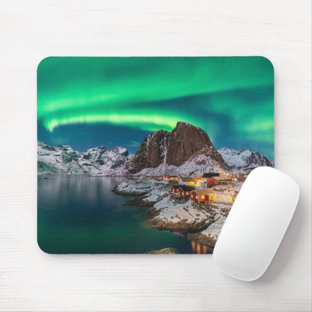 Mousepad Gelo e neve | Luzes Nortes, Noruega (Com mouse)