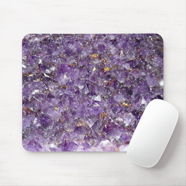 Mousepad Gem de Cristal Ametist Espumante - Geodo Roxo (Com mouse)