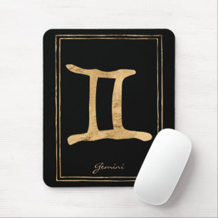 Mousepad Gemini martelava ouro estilizado símbolo de astrol