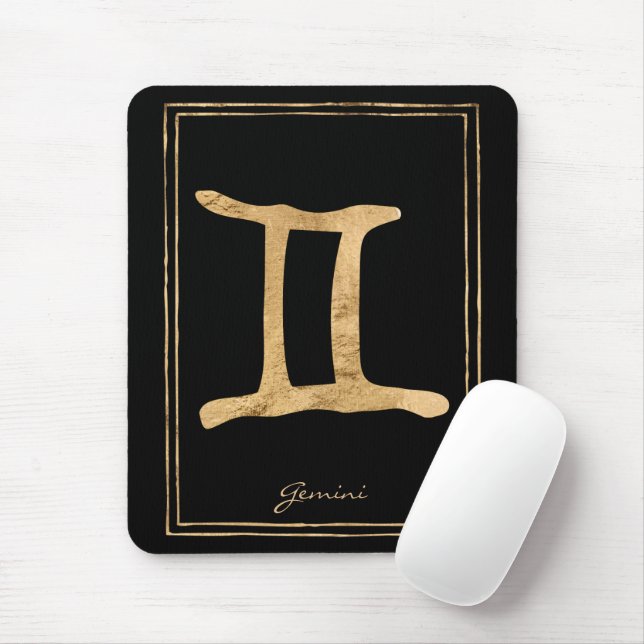 Mousepad Gemini martelava ouro estilizado símbolo de astrol (Com mouse)