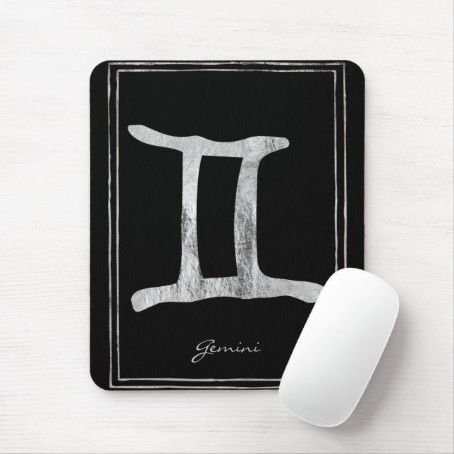 Mousepad Gemini martelava prata estilizada símbolo de astro (Com mouse)