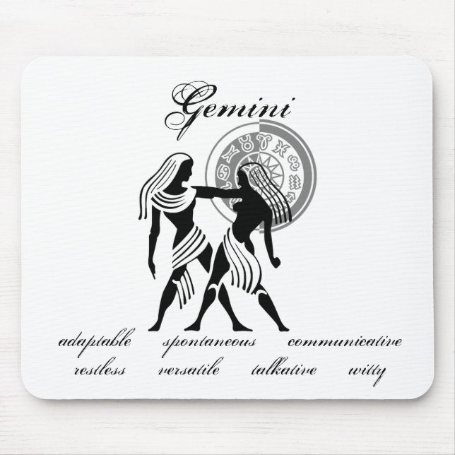 Mousepad Gemini personalizável traça o estilo grego Zodiac (Frente)