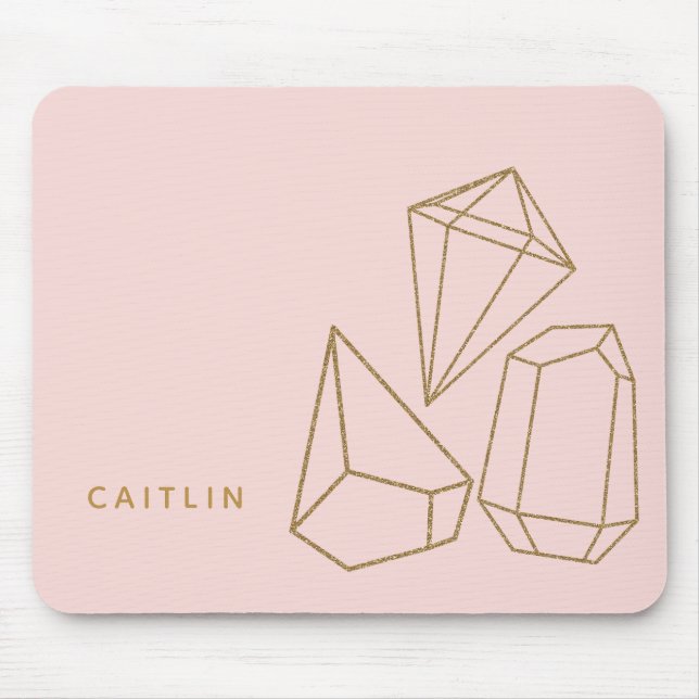 Mousepad Gemstones Dourados personalizados cor-de-rosa (Frente)