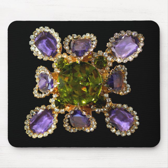 Mousepad Gemstones verdes roxos de diamantes elegantes (Frente)