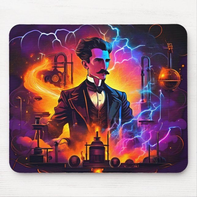 Mousepad "Genius eletrificador: Nikola Tesla Steampunk (Frente)