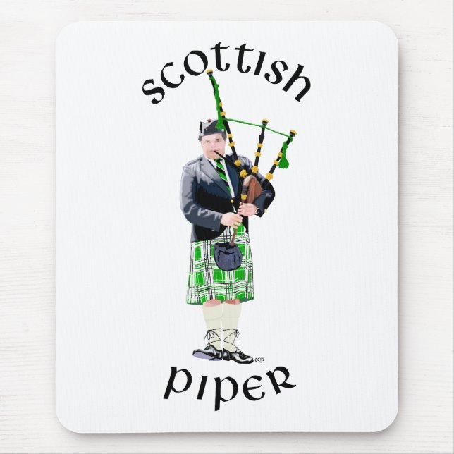 Mousepad Gentleman Bagpiper em Green Kilt (Frente)