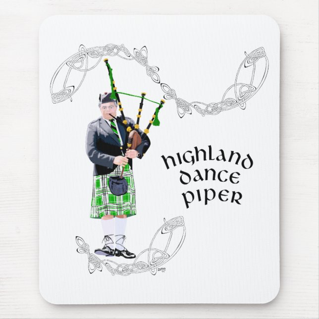 Mousepad Gentleman Bagpiper em Green Kilt (Frente)