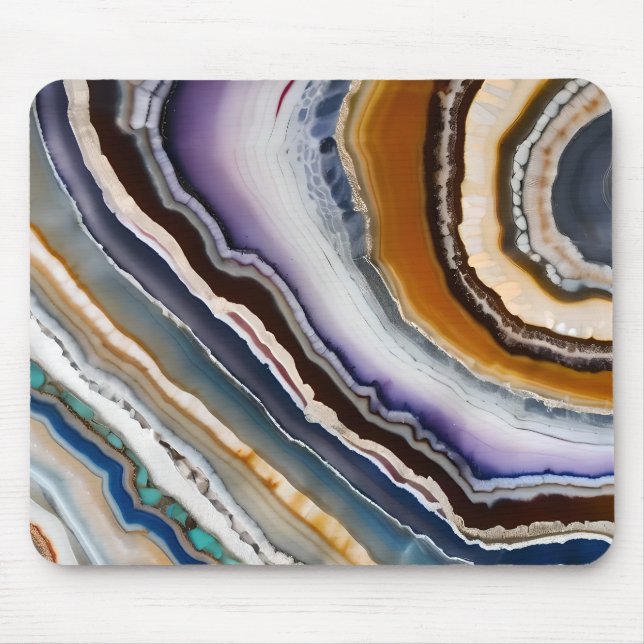 Mousepad Geode Agata Azul Terracotta Azul Preto Branco (Frente)