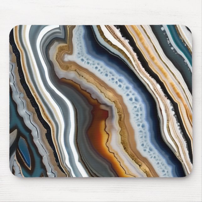 Mousepad Geodo da Cinza de Terracotta Branco Azul Preto (Frente)
