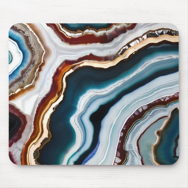 Mousepad Geodo Dourado branco do Terracotta azul preto (Frente)