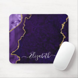 Mousepad Geodo Dourado Roxo do Mármaco Elegante Moderno
