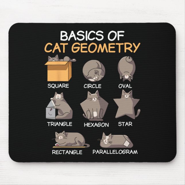 Mousepad Geometria Felina Matemática Presentes Divertidos d (Frente)