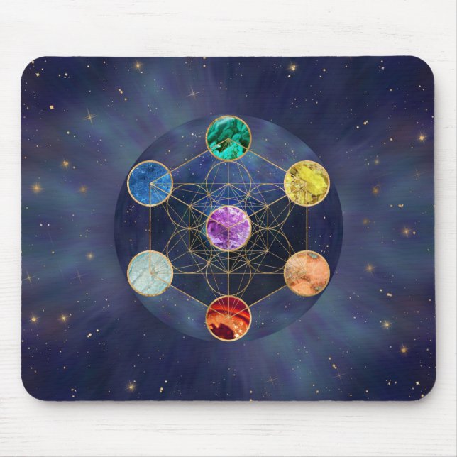 Mousepad Geometria Sagrada do Cubo Chakras (Frente)