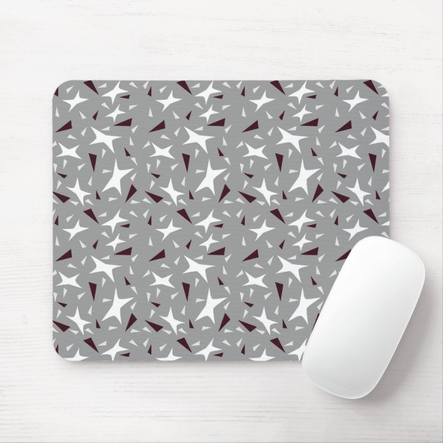 Mousepad Geometria Sutil: Estrelas & Triângulos – Cinza (Com mouse)