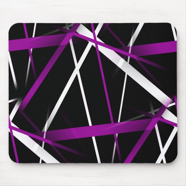 Mousepad Geometria Urbana Preto Branco Roxo (Frente)