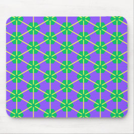 Mousepad Geometric Starburst in Purple, Green and Yellow